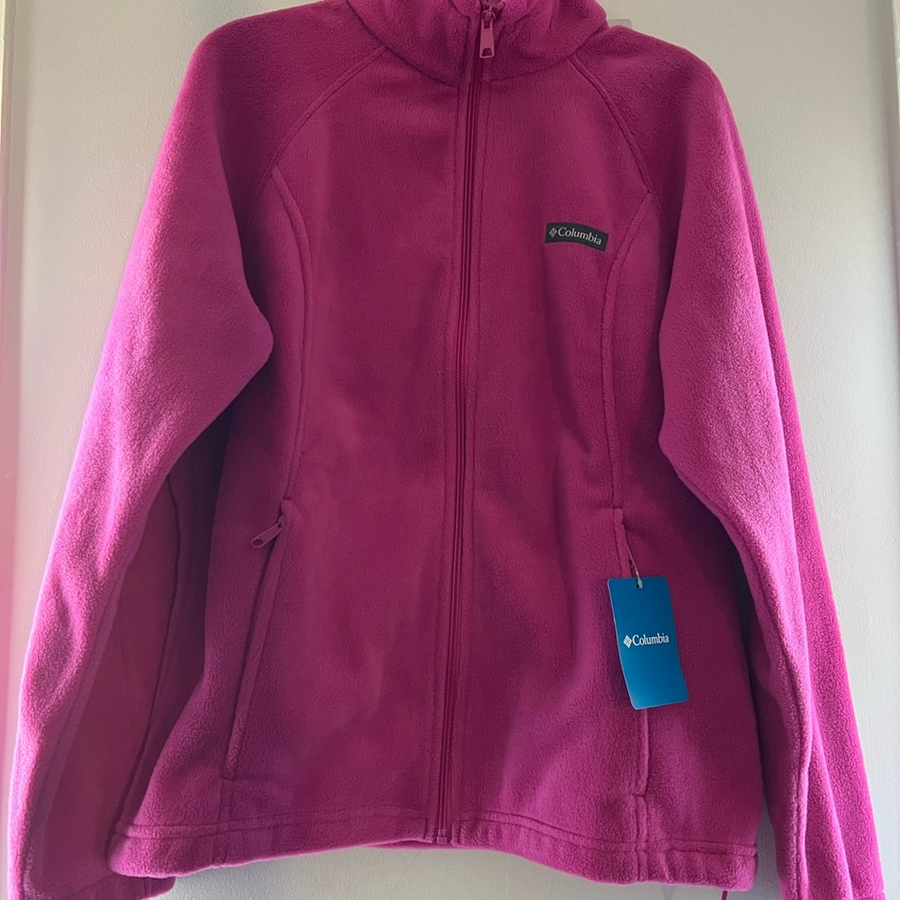Columbia Pink Puffer Coat Full-Zip High Collar
